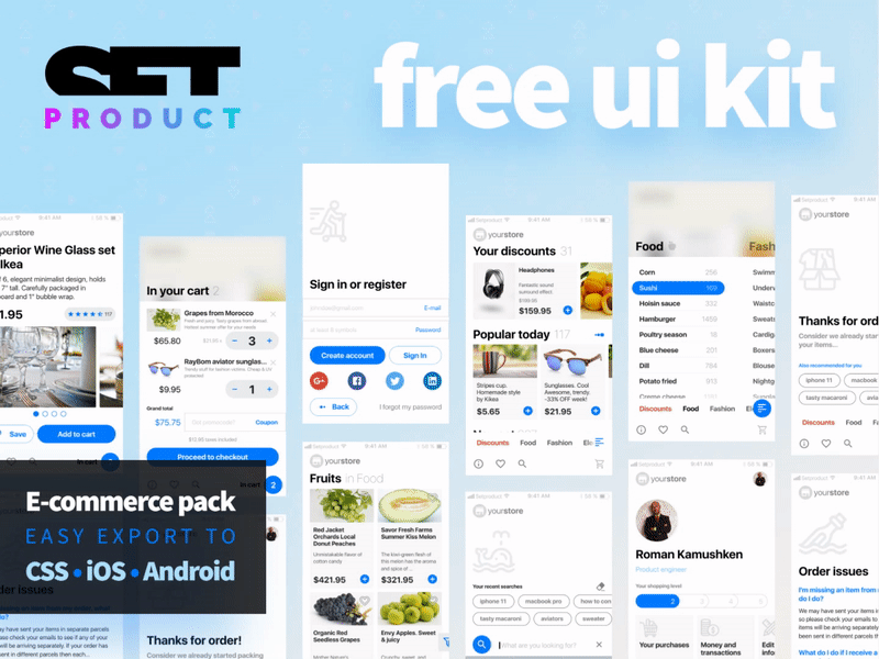 Set Product UI kit e-commerce