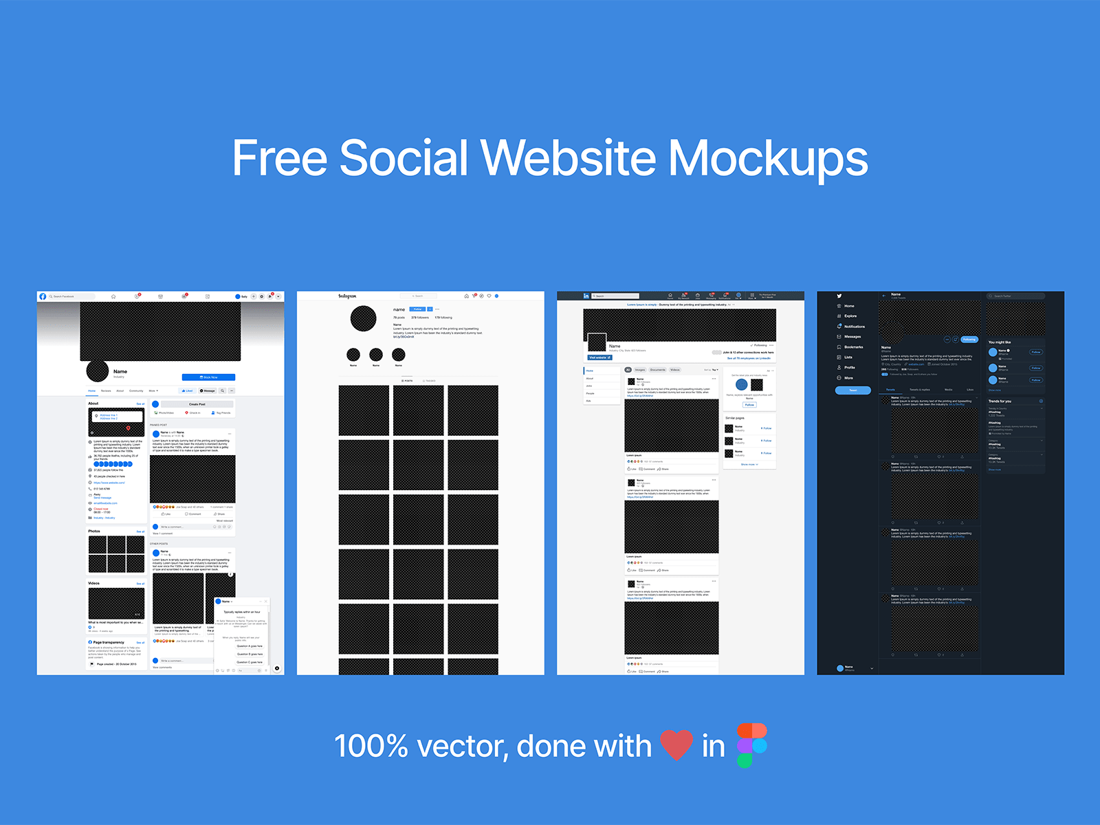 social media UI figma free